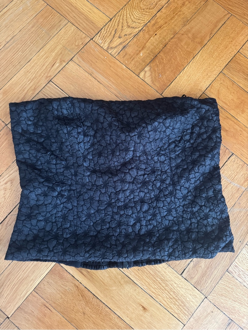 Reformation Black Textured Strapless Tube Top